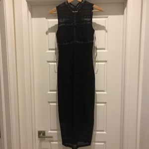 Misguided black midi dress in size 8
